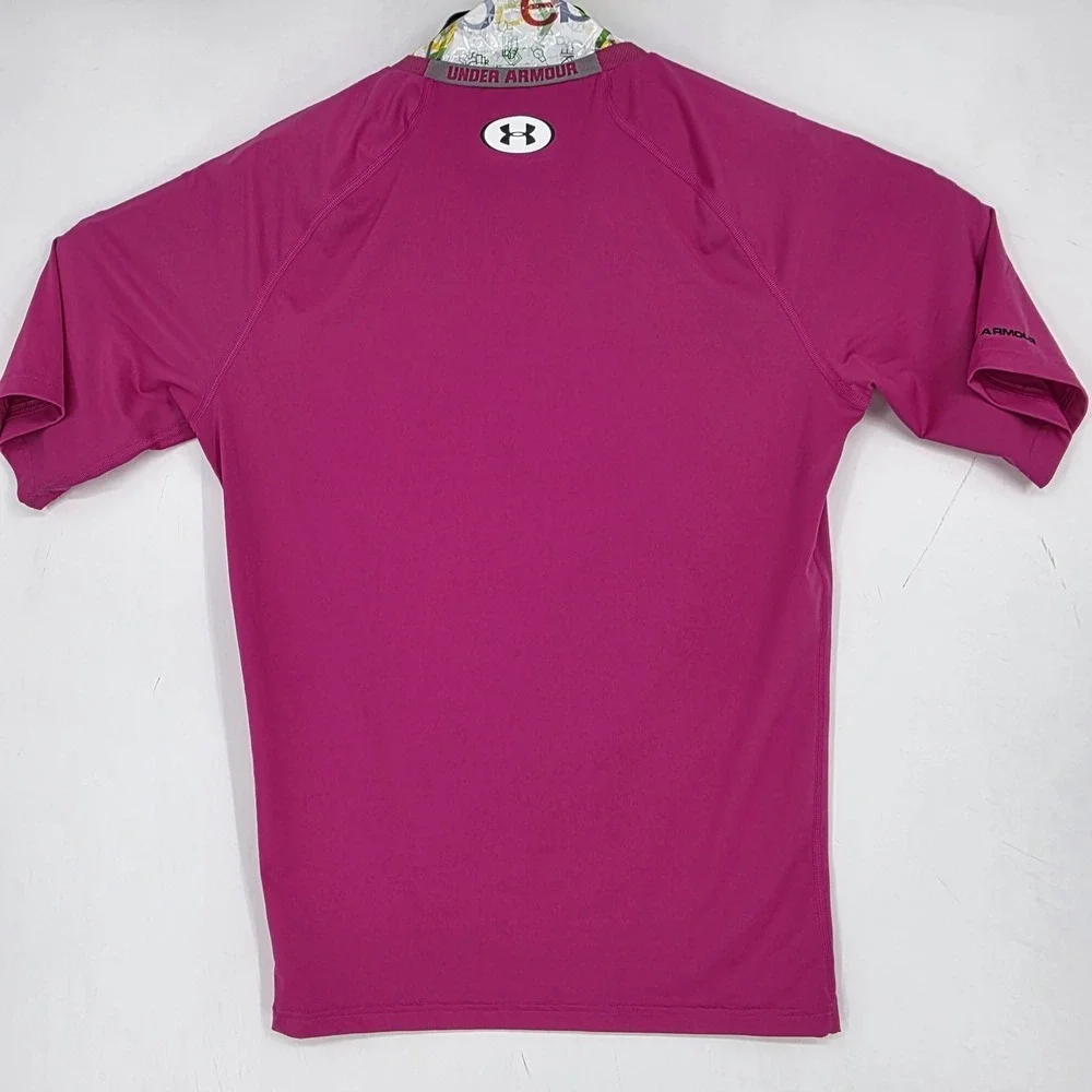Under Armour Compression Shirt Mens XL Pink Short Sleeve‎ Heatgear Football